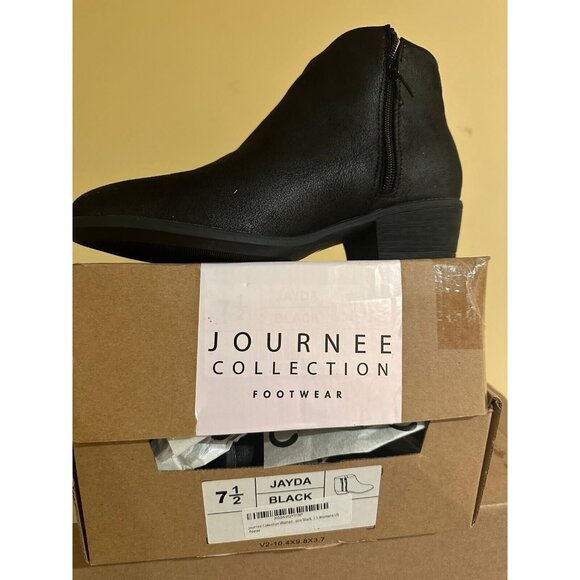 Journee Collection Womens Jayda Inside Zip Stacked Heel Booties Black Size 7.5 - Picture 5 of 5